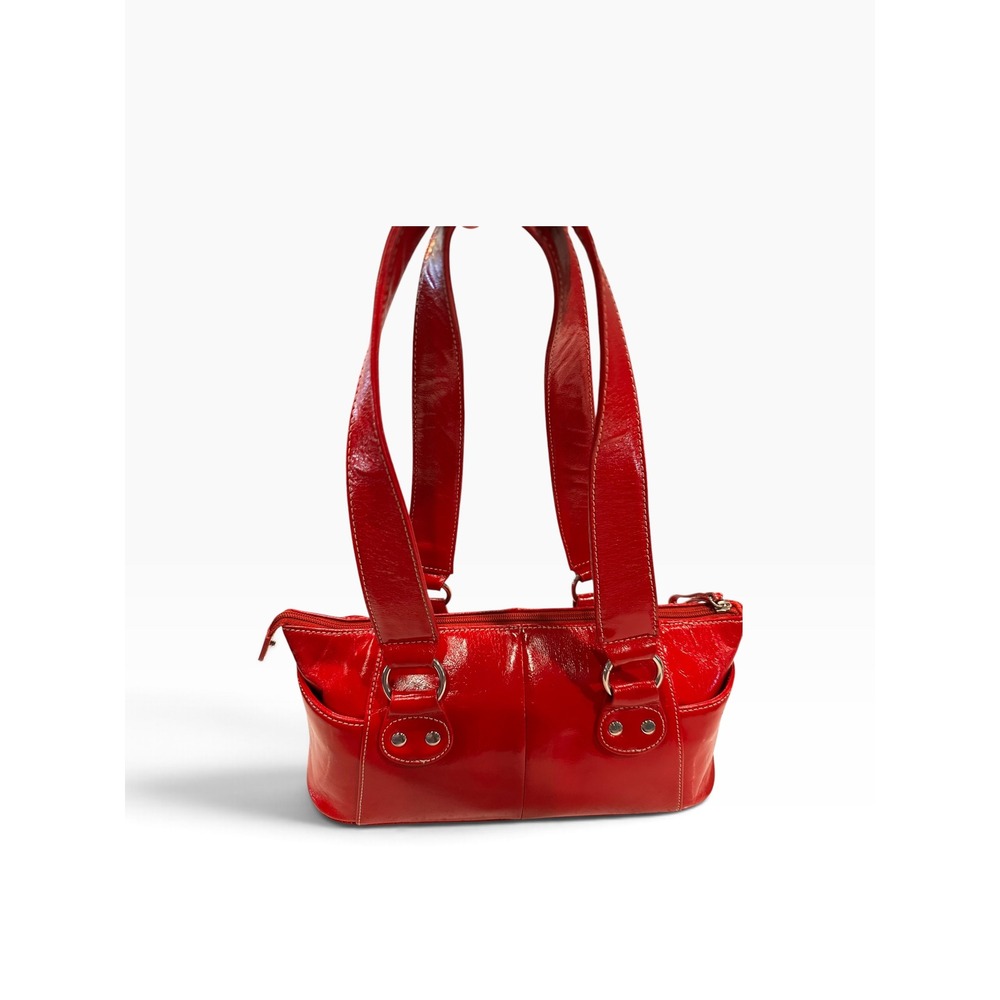 Butler Bag Red Patent Leather Shoulder Purse Organized Interior Handbag